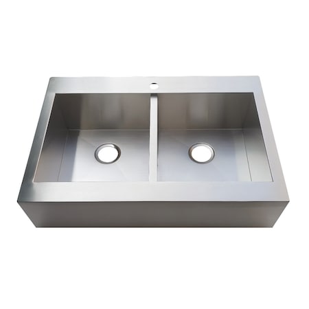 Gourmetier GKTDF332491 Edinburg Drop-In 33" Double Bowl Kitchen Sink, Brushed GKTDF332491
